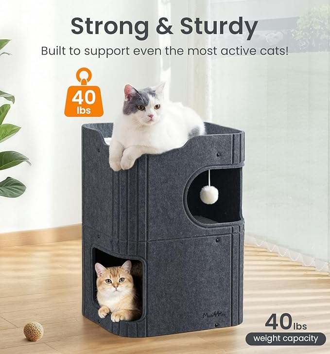 Made4Pets Cat House for Indoor Use, 2-Storey Cube Bed Cave, Covered Hideaway - Image 5