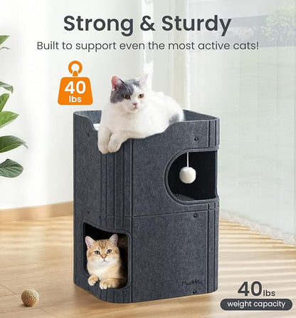 Made4Pets Cat House for Indoor Use, 2-Storey Cube Bed Cave, Covered Hideaway - Image 5