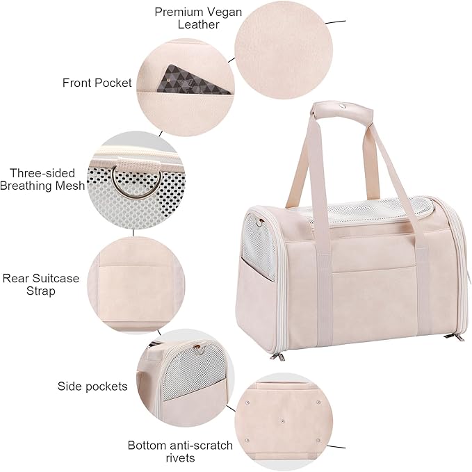 Fashion Leather Dog Carrier Cat Carrier Airline Approved Pet Carrier - Image 4
