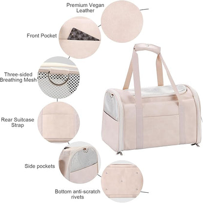 Fashion Leather Dog Carrier Cat Carrier Airline Approved Pet Carrier - Image 4