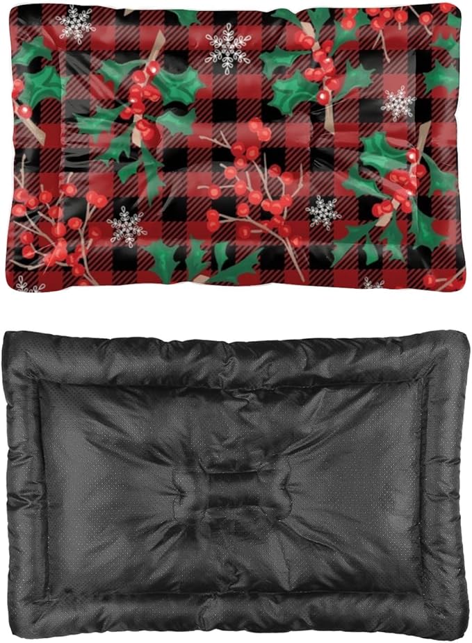 Red Black Plaid Kennel Pad Water Resistant Dog Bed Beds by Unknown