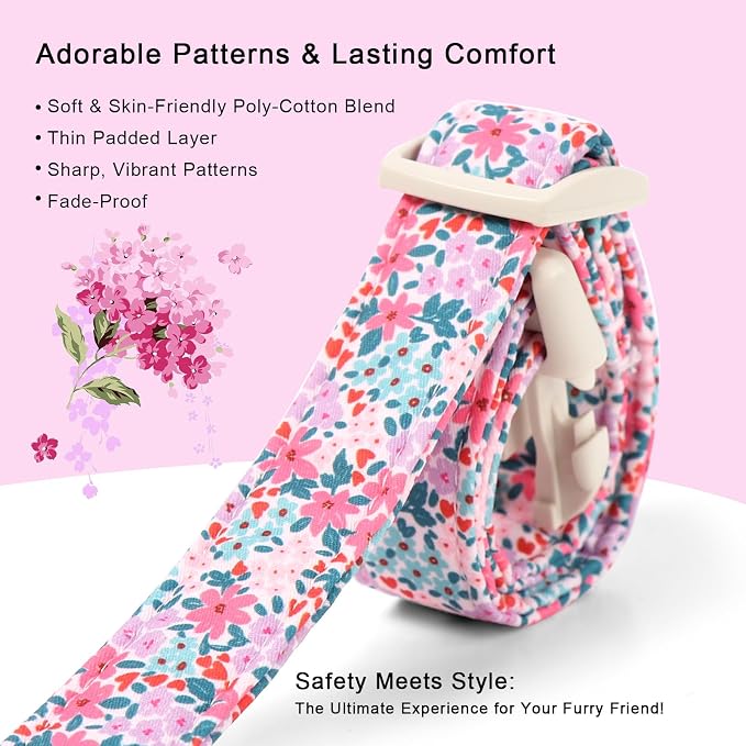 Floral Dog Collar, Cute Girl Dog Collars - Image 4