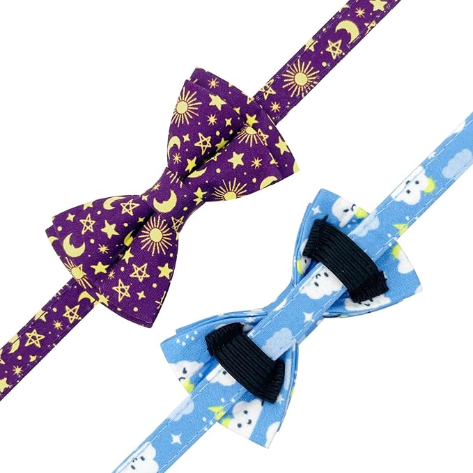 2 Pack Cotton Cat Collar with Bow Tie and Bell - Image 5