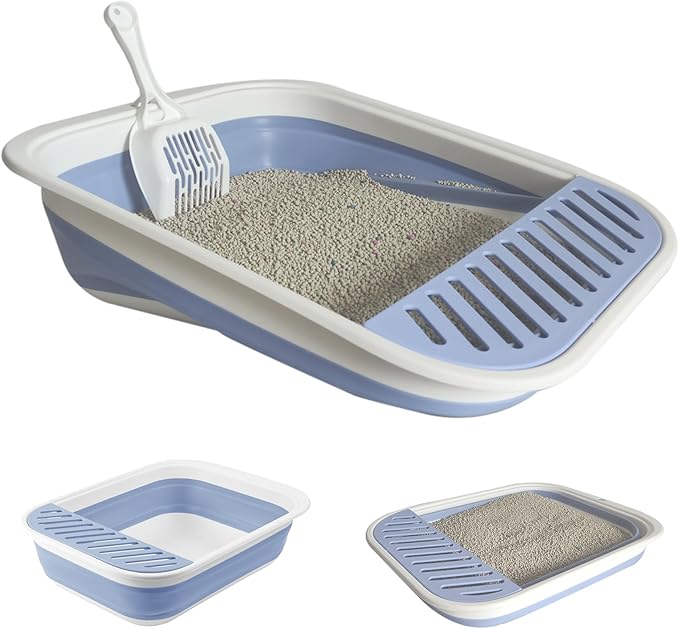 Collapsible Small Cat Litter Box, Kitten Open Potty Pan by chuyouan