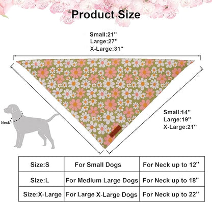 ADOGGYGO Floral Dog Bandanas 2 Pack, Daisy Flower Puppy Scarf, Premium Fabric - Image 4