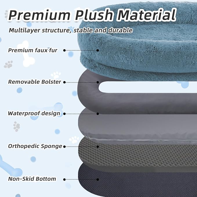 Human Dog Bed, Washable Faux Fur Pet Bed - Image 4