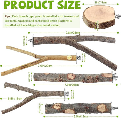 12PCS Natural Wood Bird Perches - Image 2