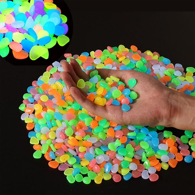 Glow in The Dark Stones 1000 Pcs Glow Pebbles Aquarium Rocks by OMCleaner