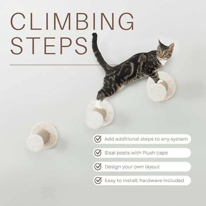 TRIXIE Wall Mount Cat Tree Steps Set | Brown | 3 Steps | Cat Furniture 49915 - Image 3
