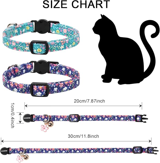 2 Pack Green Flower Cat Collars Breakaway - Image 4