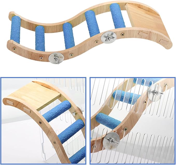 Bird Ladder Bridge, Wooden Pet Parrot Hamster Climbing Ladder Toys, Pet Bird - Image 5