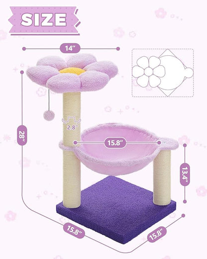 Flower Cat Scratching Post, Replaceable Toy Ball - Image 7