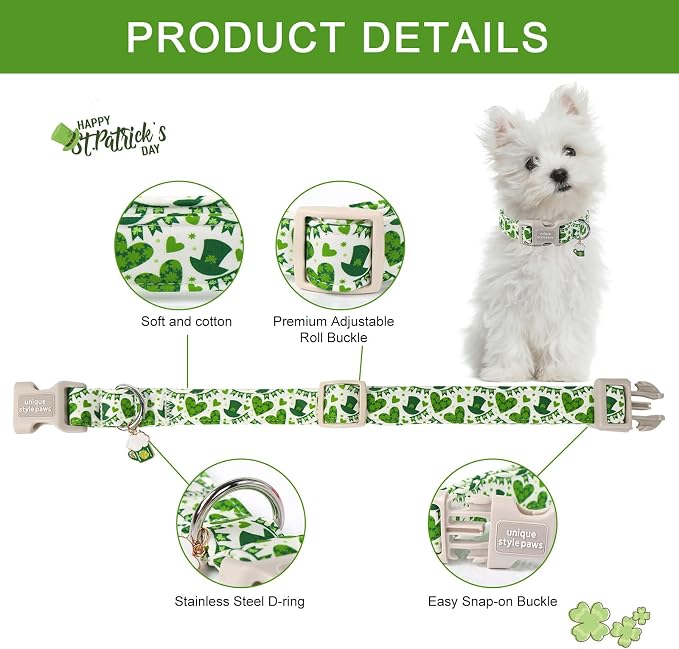 Unique style paws St. Patrick's Day Dog Collar Plastic Buckle Collar - Image 2