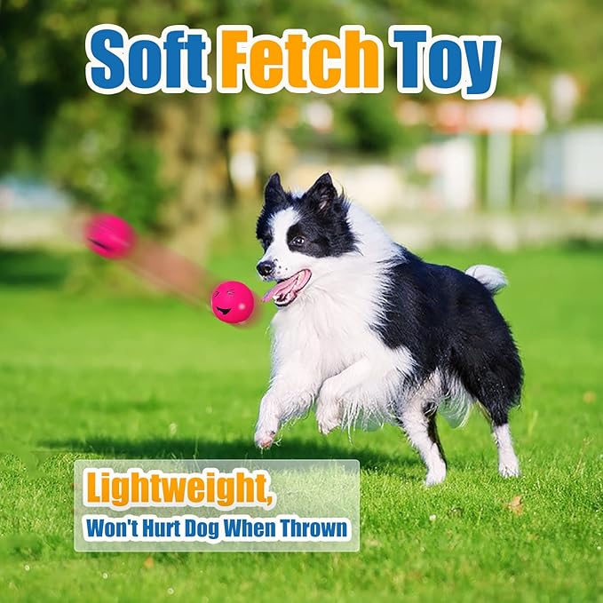 Squeaky Dog Toys for Medium Dogs, Soft Latex Squeaky Dog Balls, Smile Dog Toys - Image 5