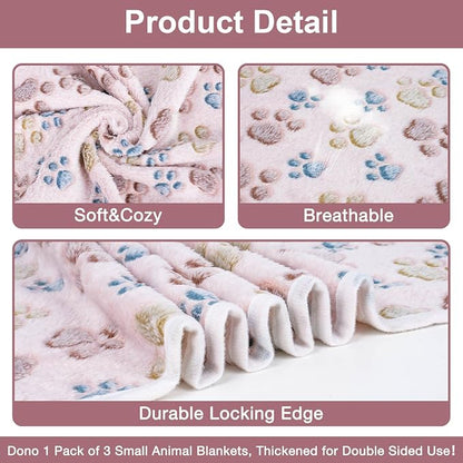 Dono 1 Pack 3 Blankets Soft Fluffy Paw Print Pattern Fleece Pet Blanket Warm - Image 5