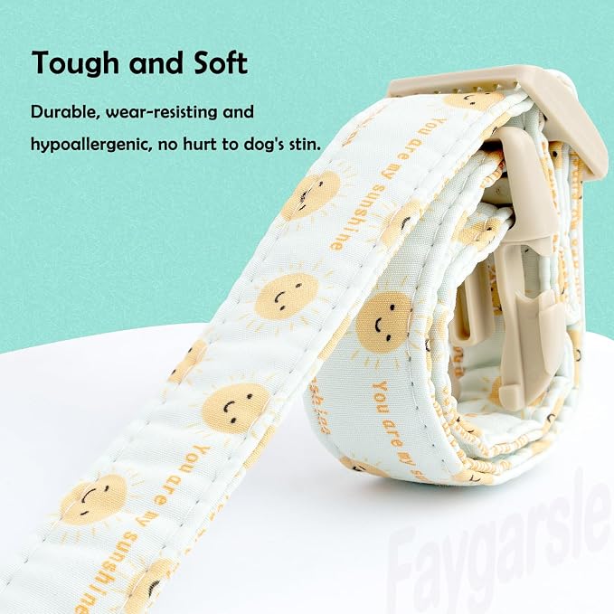 Faygarsle Sunshine Pattern Dog Collar, Adjustable Cotton Fabric, Cute Design - Image 3
