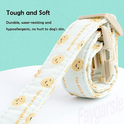 Faygarsle Sunshine Pattern Dog Collar, Adjustable Cotton Fabric, Cute Design - Image 3