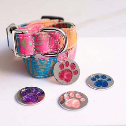 Paw Shape Dog ID Tag Stainless Steel Custom Laser Engraved, Cute Bling Glitter - Image 9