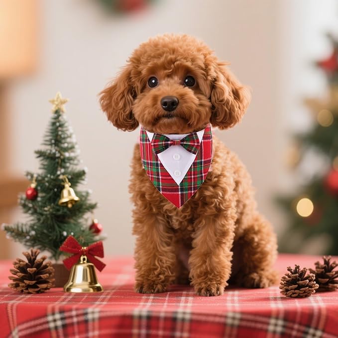 ADOGGYGO Christmas Dog Tuxedo Bandana, Adjustable Christmas Costume - Image 2