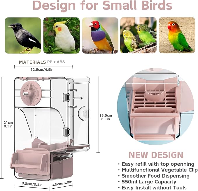 Automatic Bird Feeder, No Mess Bird Cage Feeder - Image 3