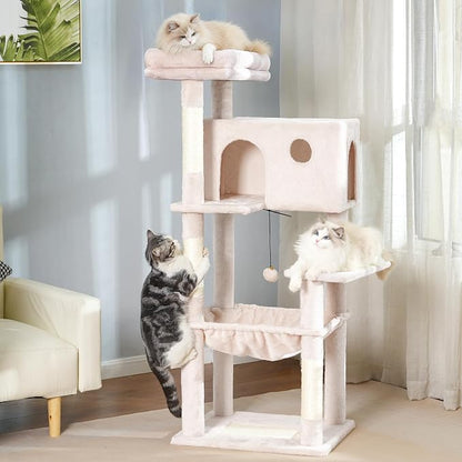 54” Cat Tree with Big Hammock 21x17” XL Cat Tower with Scratching Posts by Pawfessor
