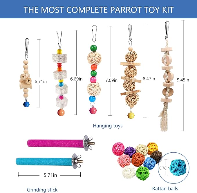 22 Packs Bird Parakeet Cockatiel Toys, Parrot Swing Chewing Hanging Toy - Image 5