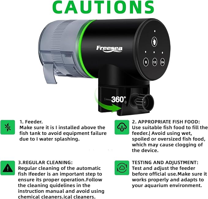 FREESEA Aquarium Automatic Fish Feeder: Rechargeable Auto Fish Food Dispenser - Image 7