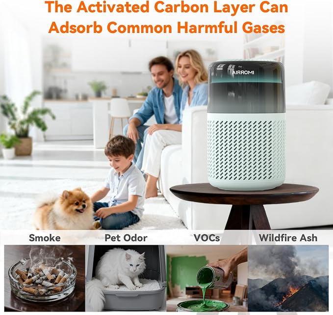 AIRROMI HEPA Air Purifier for Bedroom&Home, Pet Air Purifier for Home Pets - Image 5