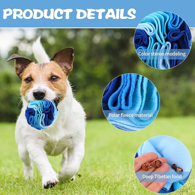 Droutti 3 Pcs Snuffle Ball for Dogs Stress Relief Interactive Dog Snuffle Ball - Image 3