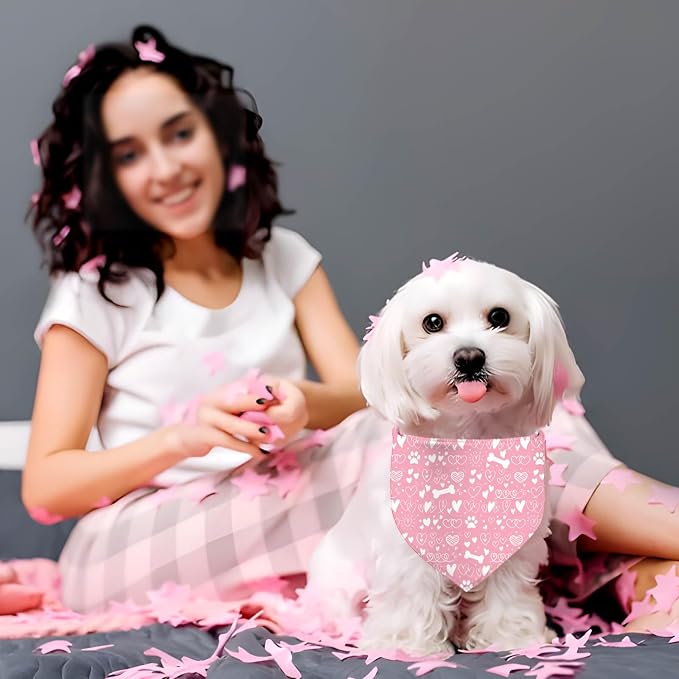Valentine's Day Dog Bandana, 2 Pack Adjustable Holiday Party Birthday Pets - Image 3