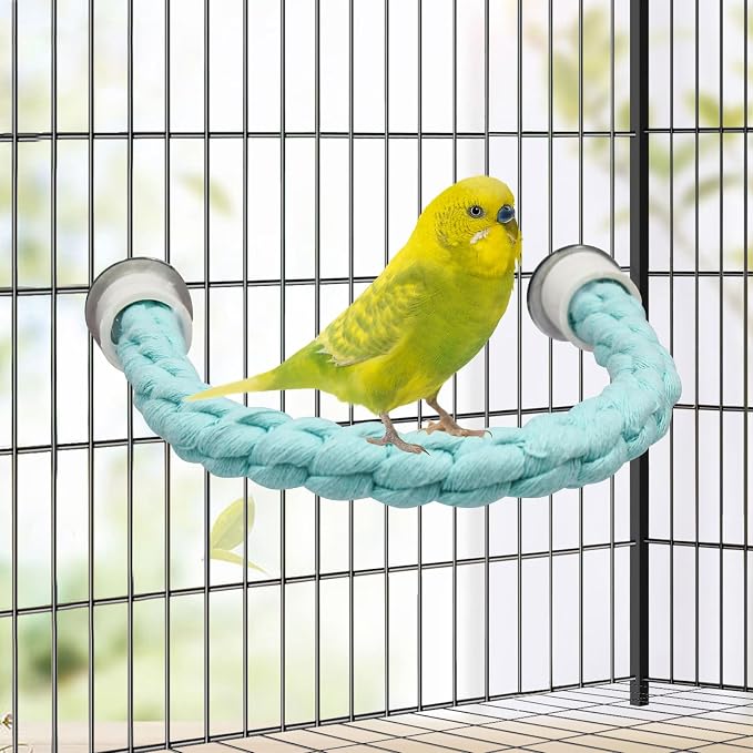 U Shape Bird Parrot Perch Stand Toy, Cotton Bendable Parakeet Standing Climbing - Image 2