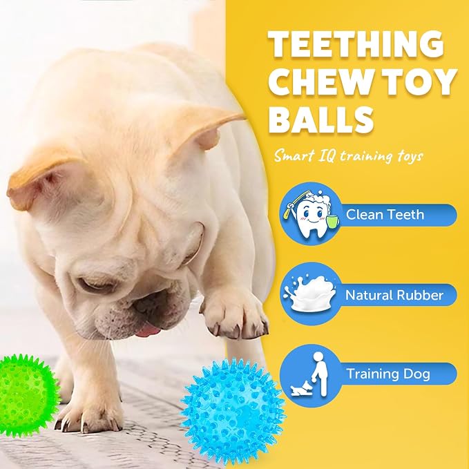 Puppy Toy 2.5” Squeaky Dog Balls Toys and Spikey Dog Ball - Image 4