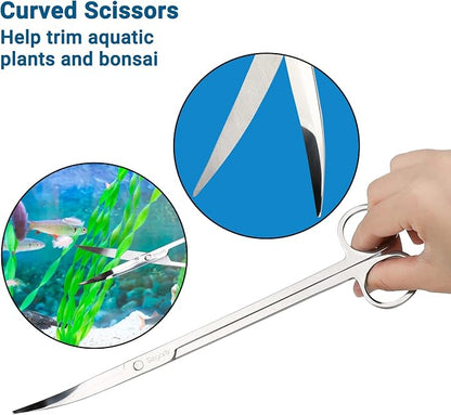 Segarty Aquarium Aquascaping Tools, 6 in 1 Stainless Steel Silver Aquascaping - Image 4