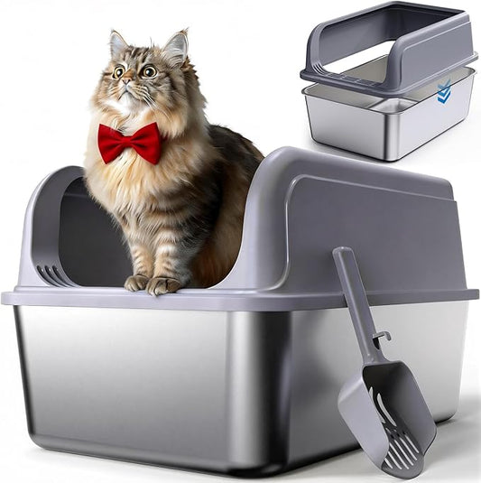 Stainless Steel Cat Litter Box, Metal Litter Box by Powools