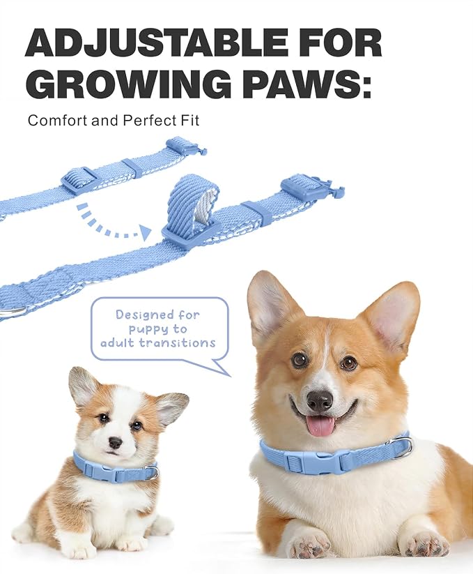 Dynmeow Soft and Breathable Cotton Dog Collar, Durable Adjustable Boy Pet Collar - Image 3