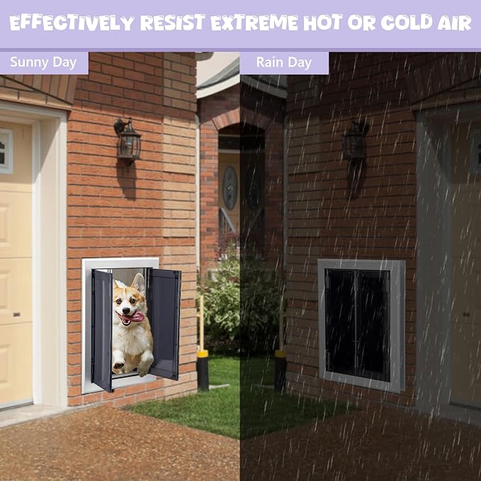 Sliver Pet Door with Panels, Aluminum Dog Door with Automatic Closing Magnetic - Image 7