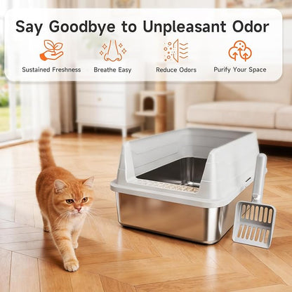 Stainless Steel Cat Litter Box, Odor Free Metal Litter Box - Image 9