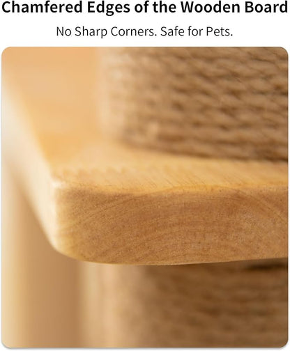74" Wooden Cat Tree Tower for Large Cats, Cat Condo & Hammock, Natural Wood Cat - Image 8