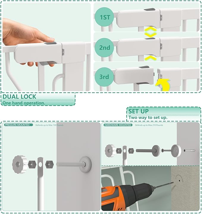71" Extra Tall Cat Gate for Doorway – 28.5"-48.7" Extra Wide Pet Gate - Image 6