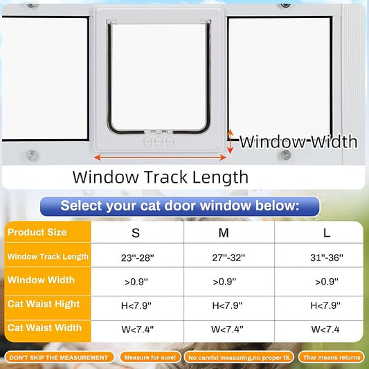 Full Size Cat Door Window Insert, fits 23'‘-28’' Various Sliding Windows - Image 2