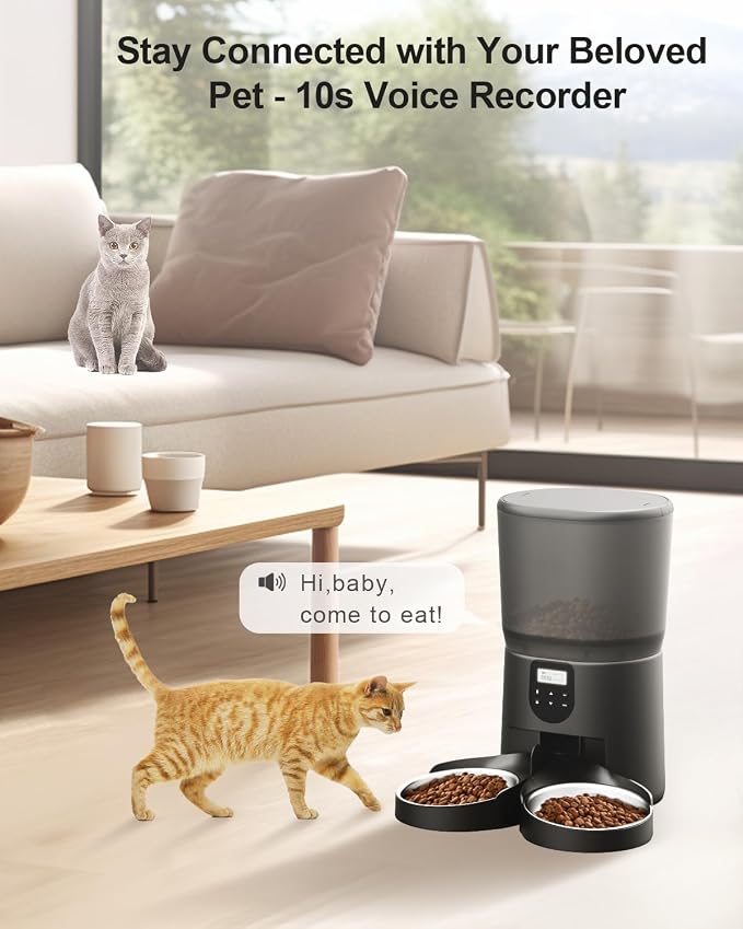 Automatic Cat Feeders for 2Cats, 6L/25cup Automatic Cat Food Dispenser - Image 3