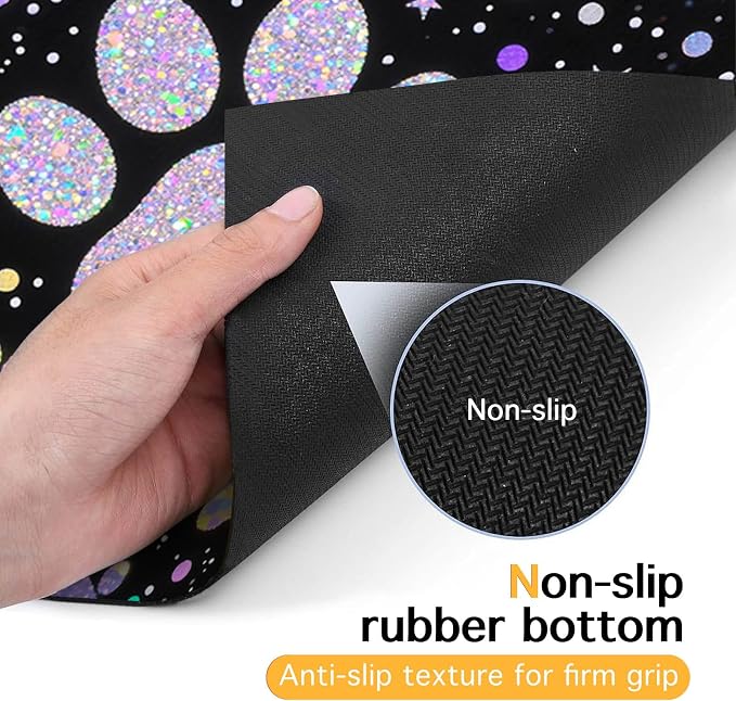 Pet Feeding Mat 24x16 inch Glitter Paw Print Pet Bowl Placemat Non Slip Floor - Image 7