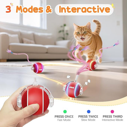 Interactive Cat Toys for Indoor Cats, 3 Modes Electric Moving Cat Ball - Image 3