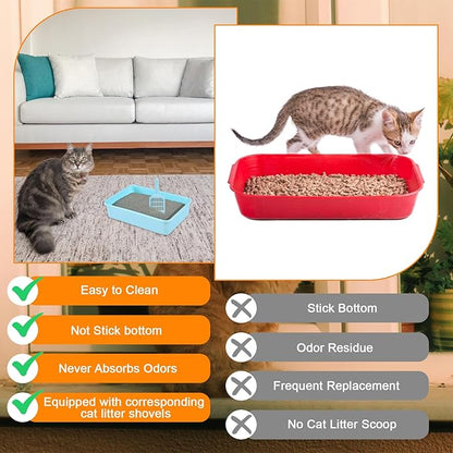 6 Set Small Cat Litter Box Kitten Litter Pan 12.3" x 8.5" x 2.7" Rabbit Plastic - Image 5