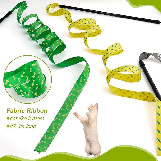 Interactive Cat Toy Wand, Cat Teaser Wand Rainbow String - Image 3