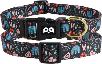 QQPETS Adjustable Soft Dog Collar: Print Flower Pink Multicolor Cute Patterns - Image 7