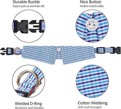 Faleela Cotton Plaid Shirt Style Dog Collar Soft Cute, Boy Dog Collar - Image 2