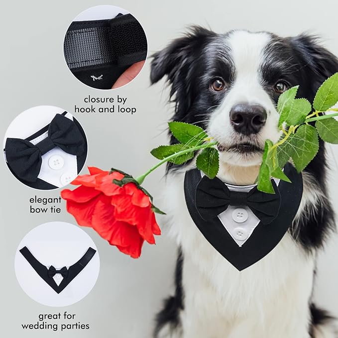 FUAMEY Dog Tuxedo for Small Dogs, Dog Formal Suit Dogs Attire Pet Bow Tie Puppy - Image 5