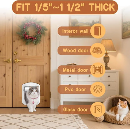 HIDROSIL Cat Door with Magnetic Keys, Suitable Interior/Exterior Door with - Image 3