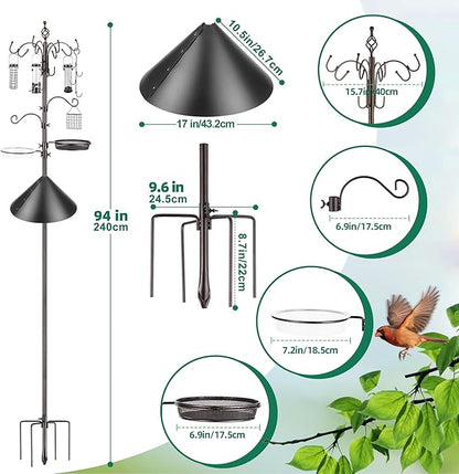 Bird Feeding Station Kit with Squirrel Baffle Bird Feeder Pole with Suet Cage - Image 3